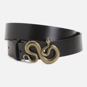 MW Most Wanted Snake Buckle Leather Belt